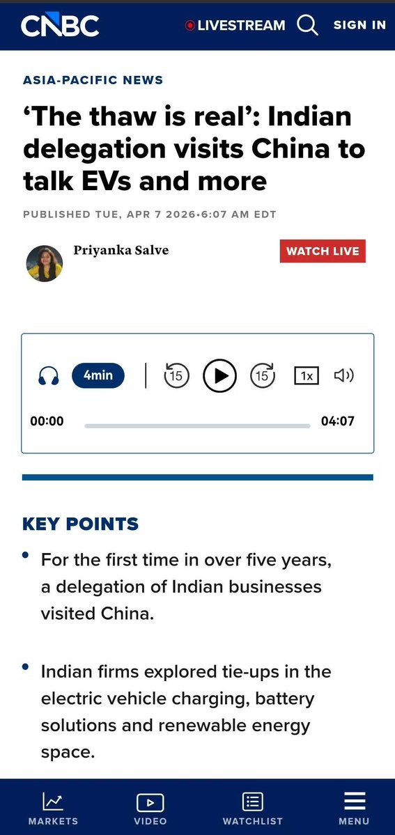 ChinaSpox_India's tweet image. The Middle East conflict is a reminder: energy security matters. 

China leads in EVs, solar, and battery storage. 
India leads in renewable adoption and engineering talent. 

Together? 🌞🔋
#CleanEnergy #ChinaIndia

🔗: cnbc.com/2026/04/07/ind…