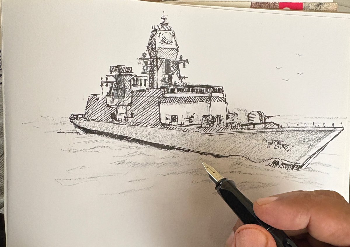 chatterjeea330's tweet image. AI makes images.
Hands make art.

This took time.
Mistakes.
Corrections.
And a bit of heart.

And that’s exactly why it feels better.

INS Taragiri — pen &amp;amp; ink.
Real lines. Real satisfaction.  #IndianNavy #PenAndInk #SketchArt #RealVsAI #NavyShip #ArtisticExpression