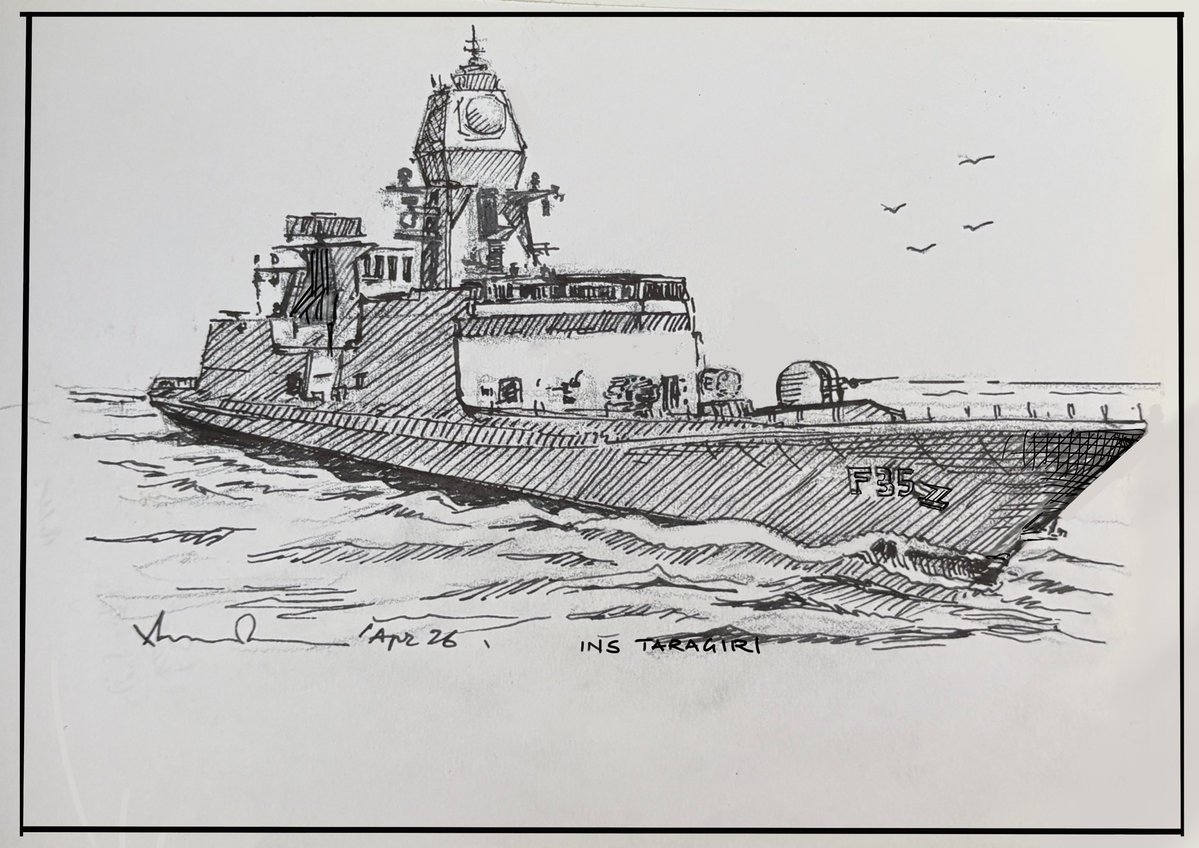 chatterjeea330's tweet image. AI makes images.
Hands make art.

This took time.
Mistakes.
Corrections.
And a bit of heart.

And that’s exactly why it feels better.

INS Taragiri — pen &amp;amp; ink.
Real lines. Real satisfaction.  #IndianNavy #PenAndInk #SketchArt #RealVsAI #NavyShip #ArtisticExpression