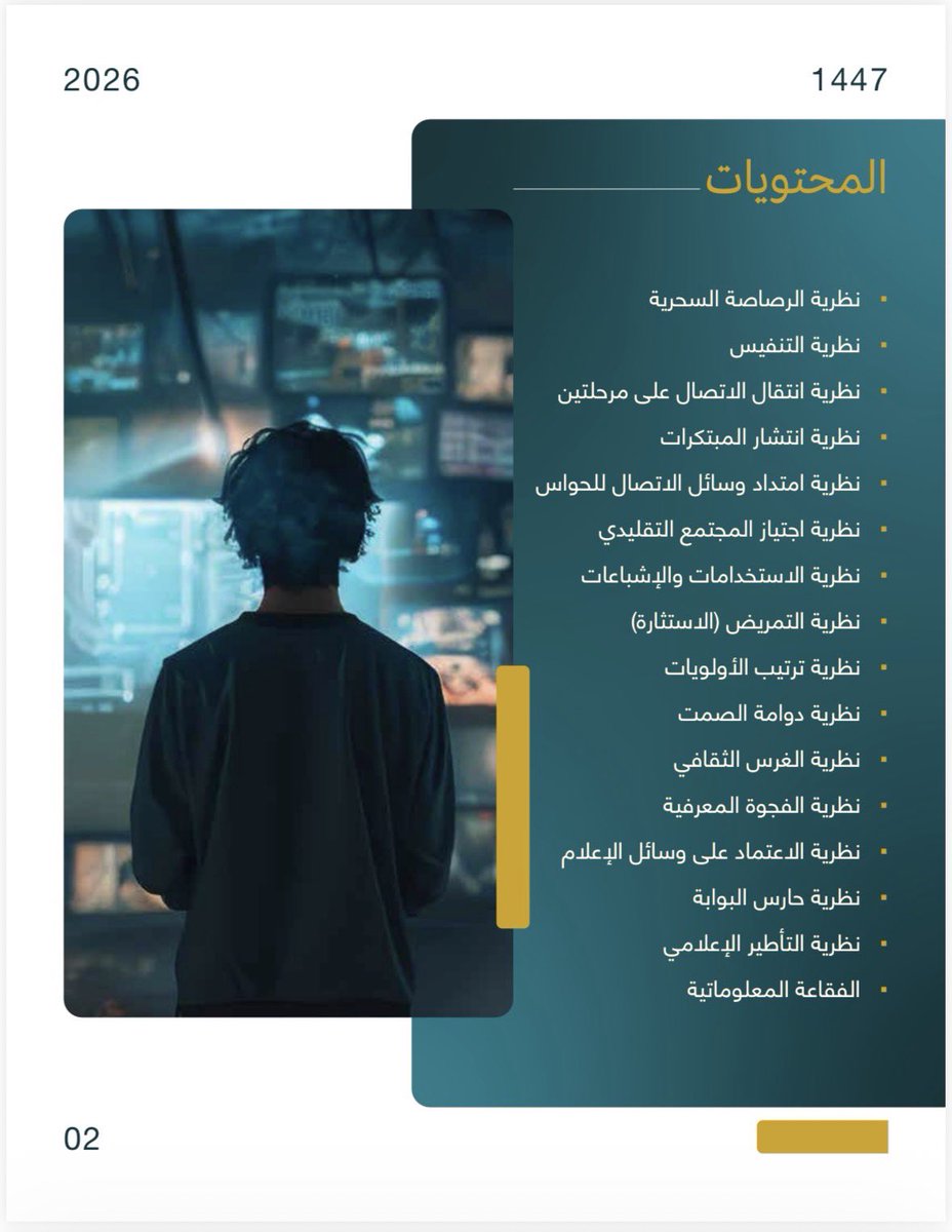 كنت دائمًا ما أسأل طالباتي عن النظريات الإعلامية - مهما اختلفت تخصصاتهم وتعددت مقرراتهم - إيمانًا مني بأهمية فهم النظريات الإعلامية والإلمام بها، باعتبارها هي من تسهم في فهم الفلسفة الإعلامية فهمًا صحيحًا.

وهذا ما دفعني لإعداد كتيبٍ يحوي مختصرًا للنظريات الإعلامية، بالتعاون مع