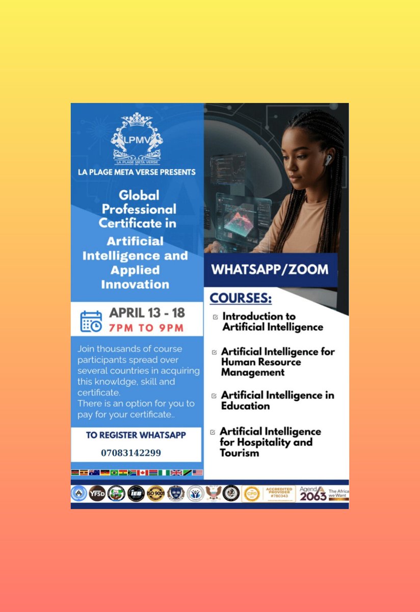 DjWilllos's tweet photo. CLASSES START 𝘛𝘖𝘔𝘖𝘙𝘙𝘖𝘞 WITH
1. Introduction to Artificial Intelligence https://t.co/O0l3F68fEE
DONT MISS IT!!!
AND SHARE THE LINK WITH SOMEONE... https://t.co/zv4EdSFtLV