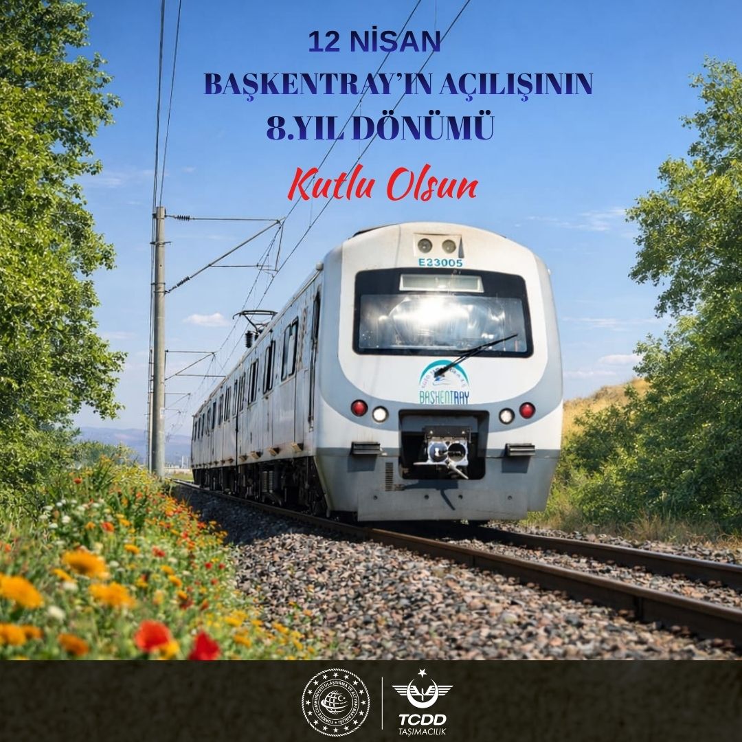 Başkentray’ın hizmete açılışının 8. yıl dönümünü gururla kutluyoruz.  Güvenli, konforlu ve sürdürülebilir ulaşımın simgesi olan Başkentray; her gün binlerce yolcuya hizmet sunmaya devam ediyor. Emeği geçen tüm çalışma arkadaşlarımıza teşekkür ediyoruz.
#TürkiyeHızlanıyor 🇹🇷