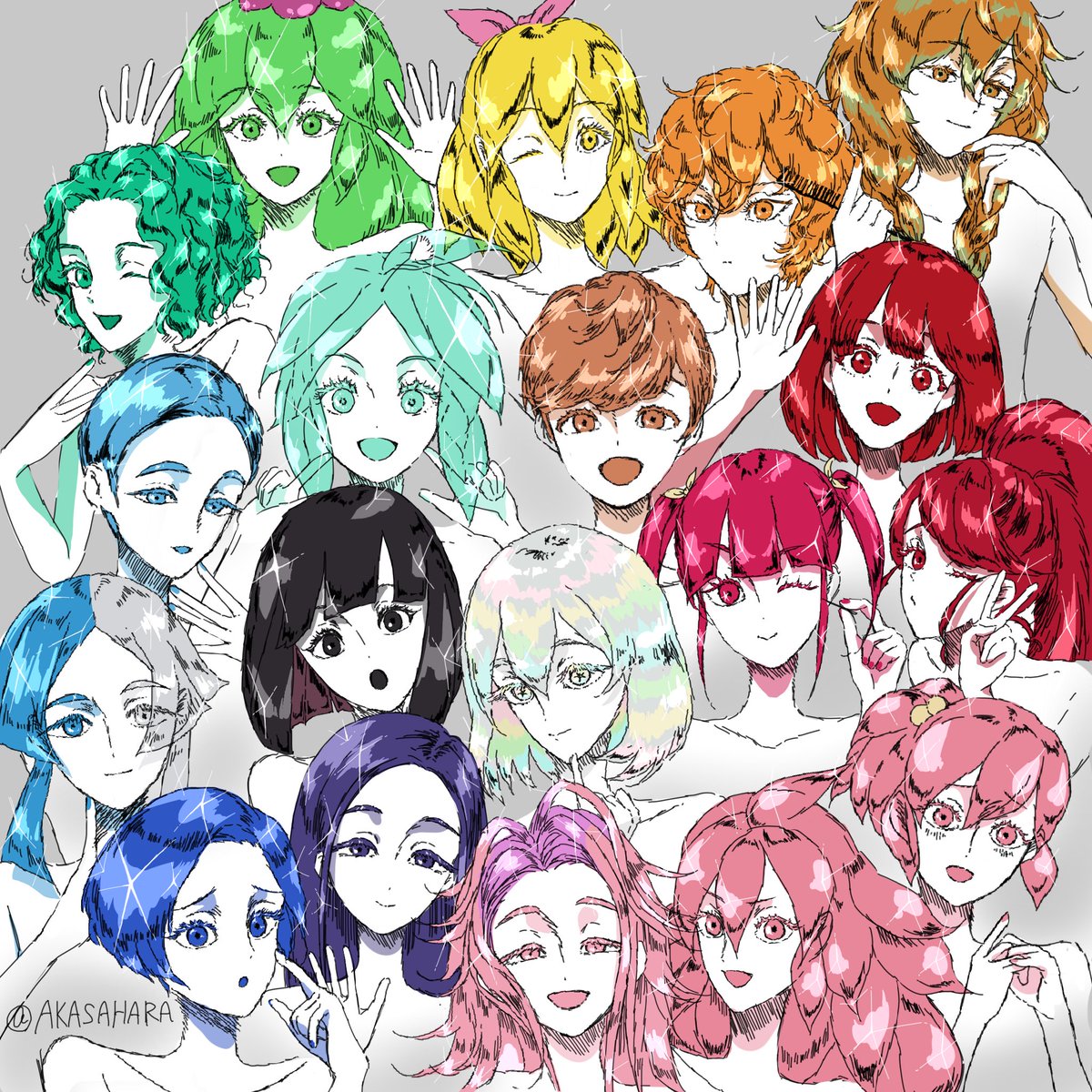 AKASAHARA_'s tweet photo. キュートタイプのお顔大集合〜
#宝石の国 
#housekinokuni_fanart https://t.co/PzsEW8a07w