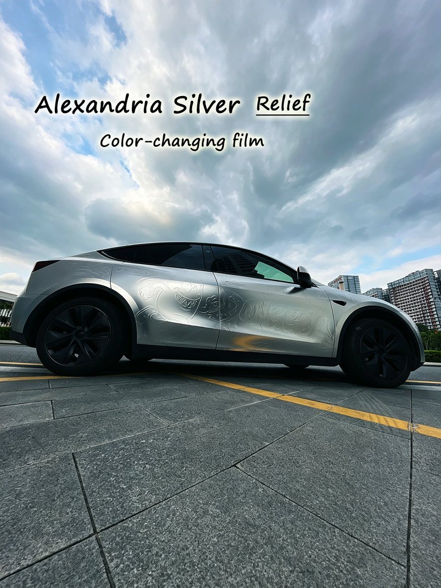 DONGGUAWrapArt's tweet photo. This Tesla Model Y isn’t glossy. It’s textured.
Alexander Silver embossed wrap.
3D preview before install.
Factory custom wraps.
Global shipping. US install available.
Would you try textured wraps?
#tesla #modely #carwrap #customcar #wrapdesign #usa https://t.co/2q2SO7wgD4