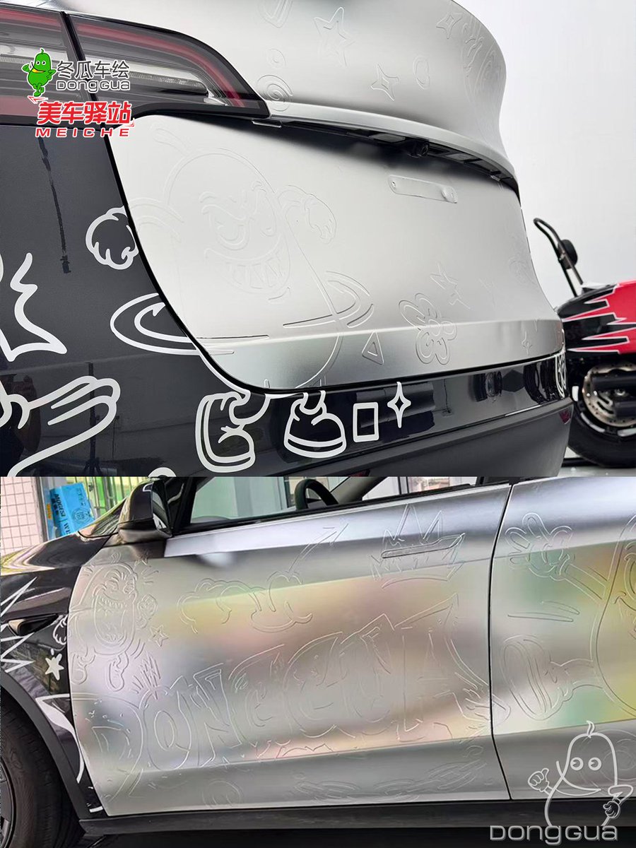 DONGGUAWrapArt's tweet photo. This Tesla Model Y isn’t glossy. It’s textured.
Alexander Silver embossed wrap.
3D preview before install.
Factory custom wraps.
Global shipping. US install available.
Would you try textured wraps?
#tesla #modely #carwrap #customcar #wrapdesign #usa https://t.co/J8b3UknPvW