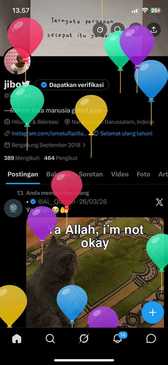 itsjillaa's tweet photo. Wah ada balon balon🤏🏻
Ultah yg ke 17🤣 https://t.co/LzwdUgyAQG