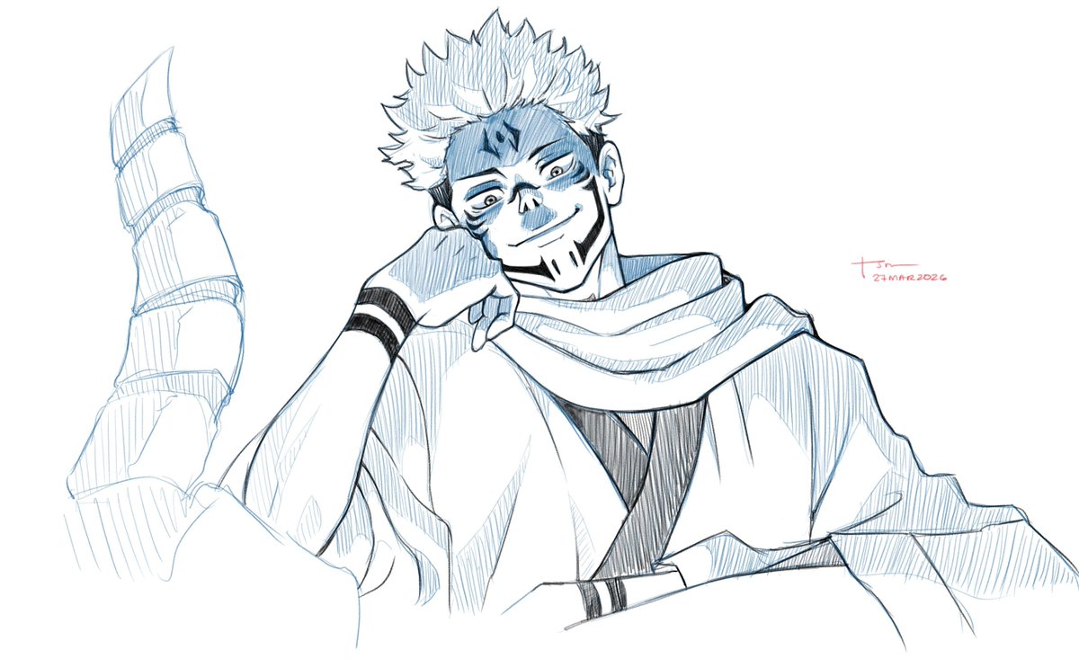 offbeatjinx's tweet photo. did a quick doodle of Sukuna live on twitch a few weeks ago https://t.co/8v7gpOG7lu