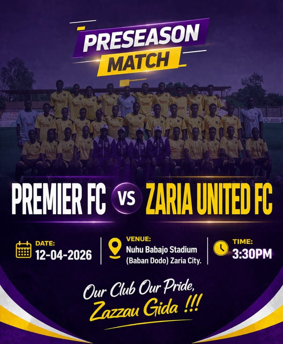 ZariaUnitedfc's tweet photo. We’re back on the pitch  Today 💜💛
Pull up and represent the badge!

Our Club, Our Pride… Zazzau Gida!!!

#zariaunited #preseason #zufc https://t.co/2LGHYmC7uT