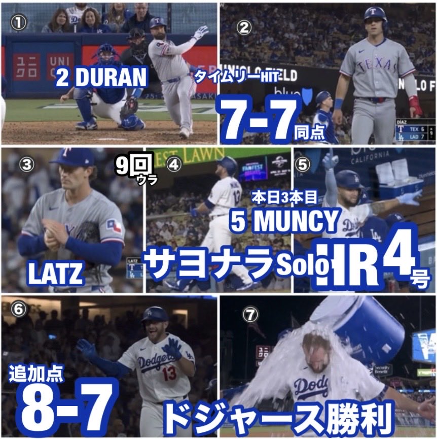 Pedro12715248's tweet image. ドジャース8-7レンジャーズ【1戦目2026/4/11日本時間】#MaxMuncy #TylerGlasnow #AndyPages