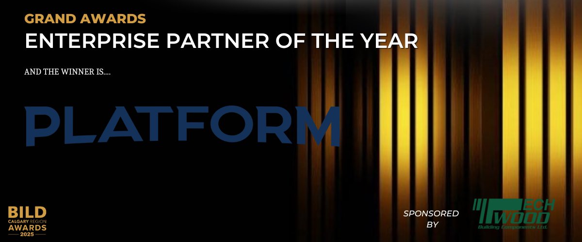 BILDCR's tweet photo. �� Enterprise Partner of the Year — Celebrating exceptional industry collaboration! Congrats to @PlatformCalgary! 

Shoutout to Tech-Wood Building Components for their generous support! | #BCRA2025 https://t.co/41fiUTdT0G