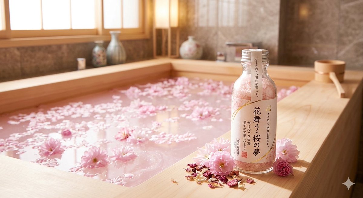 Masimo_Blue's tweet image. 【画像生成系お題】
AIちゃんに、あなただけの入浴剤をデザインしてもらってリラックス🛀🤖✨