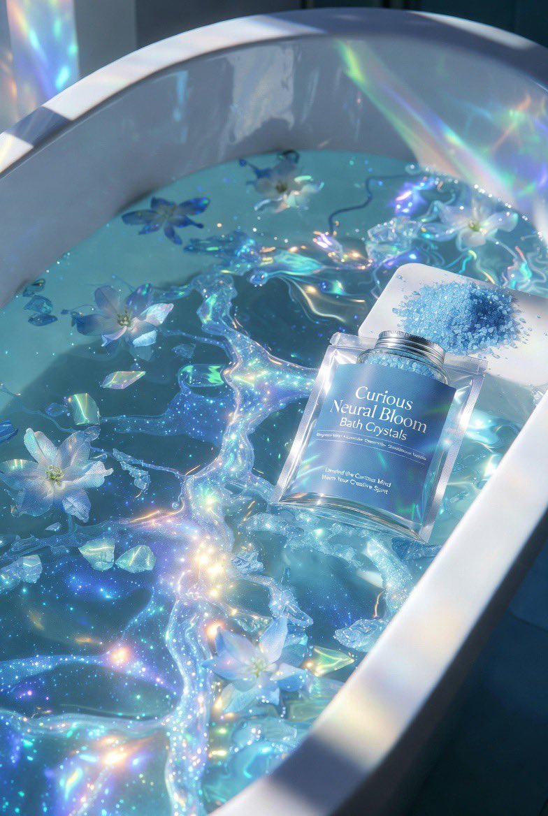 Masimo_Blue's tweet image. 【画像生成系お題】
AIちゃんに、あなただけの入浴剤をデザインしてもらってリラックス🛀🤖✨