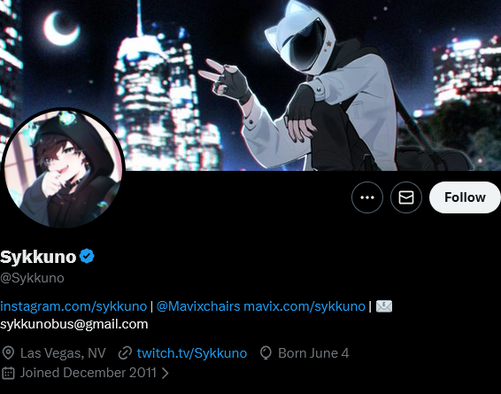 ConvoKillerss's tweet image. 🚨 SYKKUNO HAS UPDATED HIS X ACCOUNT 🚨