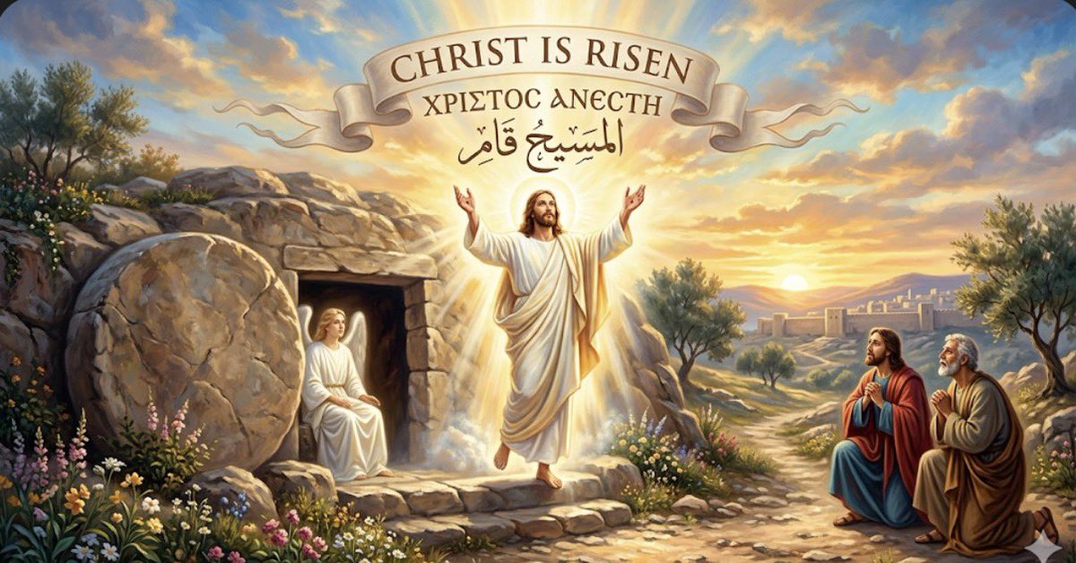 O death, where is thy sting?
O Hell, where is thy victory?

Christ is Risen, and you, o death, are annihilated!
Christ is Risen, and the evil ones are cast down!
Christ is Risen, and the angels rejoice!
Christ is Risen, and life is liberated!