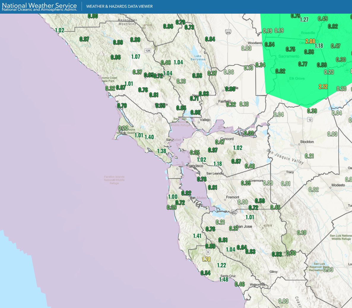 RobMayeda's tweet image. Impressive totals through 7PM #CAwx 4/11/2026