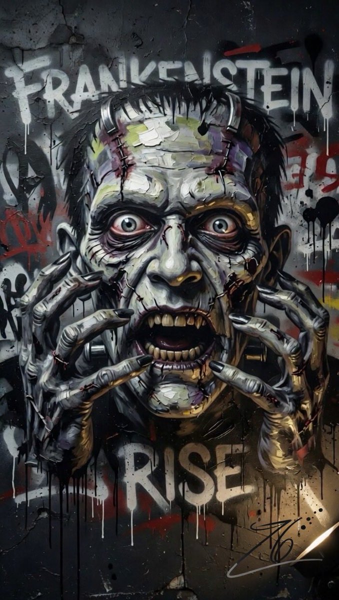 Z6Studios's tweet photo. Frankenstein Re-Imagined Art: z6 graffiti Art: #Grokimagine #Frankenstein #HorrorClassics https://t.co/Wz47ilgn9U
