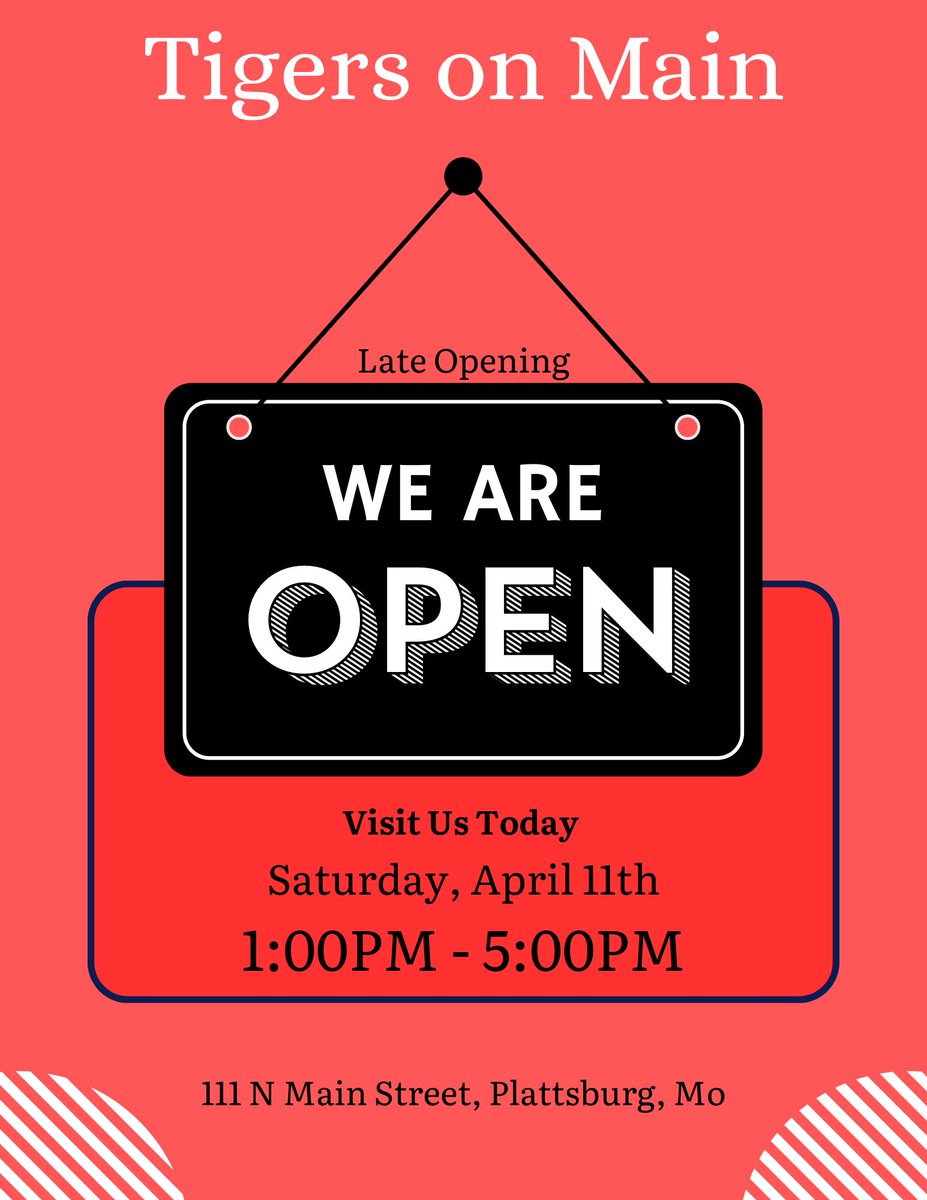TigersonMainMO's tweet photo. We’ll be opening a little later today! Thanks for your patience—we’ll see you soon! https://t.co/mLH6PNBmvm
