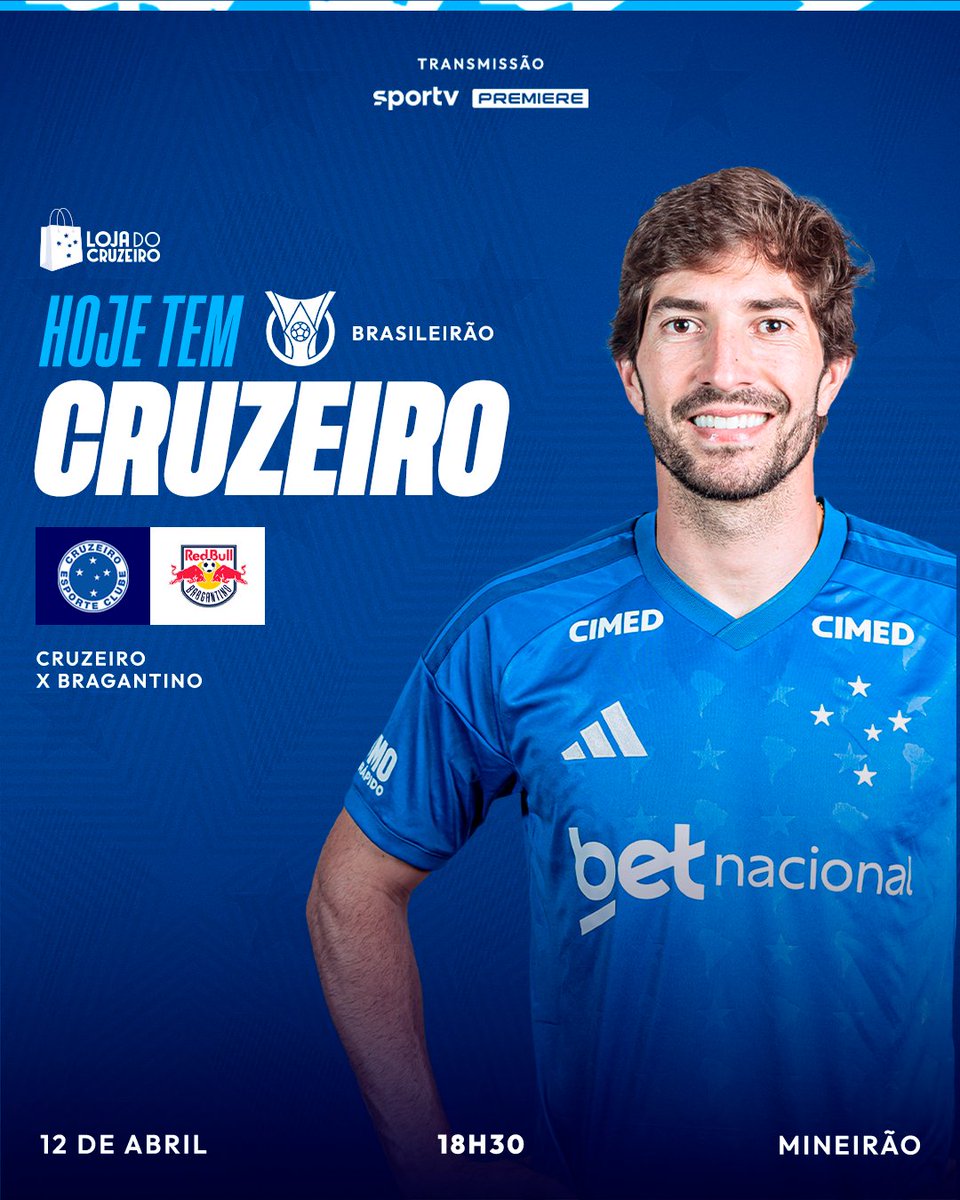 HOJE É DIA DE CRUZEIRO!🦊💙

🛒 Dia de Raposa em campo! Compre na loja online e vamos em busca dos 3 pontos!
  
🆚 Bragantino
🏆 Brasileirão
⏰ 18h30
🏟️ Mineirão
📺 SporTV | Premiere