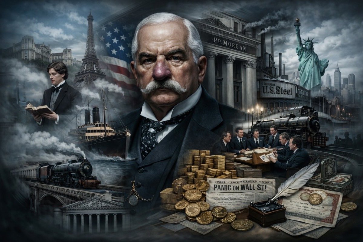 Ffinancejusthyp's tweet photo. Wall Street’in en güçlü isimlerinden J.P. Morgan, 19. yüzyılın sonlarında Amerikan sanayisinin temelini atan vizyoner bir liderdi.
#JPMorgan #WallStreet #FinansTarihi #Leadership #BusinessHistory

https://t.co/Z7I7wpj0uQ https://t.co/GbCJvnKwkH