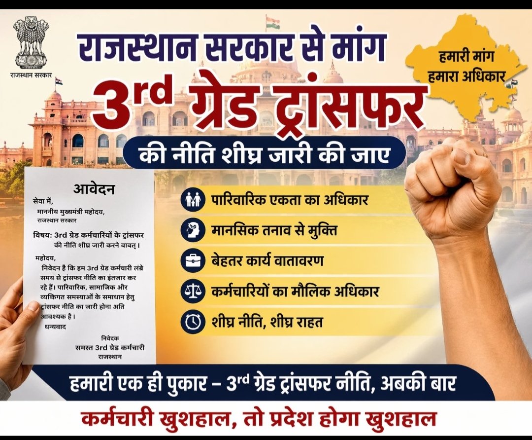 RajuLalMeena777's tweet photo. BJP सरकार के घोषणा पत्र के मुताबिक #थर्ड_ग्रेड_शिक्षक_ट्रांसफर वादा पूरा करो
#सरकार
#3rd_grade_transfer
@NEWS @ShikshaNewsRaj1
@1stIndiaNews @1K_Nazar
@educationnagari @RajCMO @madandilawar @pantlp @VasundharaBJP @PMOIndia
@RajCMO @BhajanlalBjp https://t.co/eveQjDfSgO