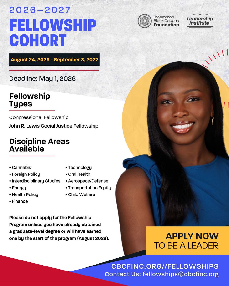 opportunitiesfy's tweet image. Paid $60K–$70K **Congressional Black Caucus Foundation Fellowship + $4K internships in Washington, D.C. 🇺🇸 Apply: wp.me/p23f03-kzg

#Fellowships #Internships #PublicPolicy #PolicyCareers #USAOpportunities 🚀