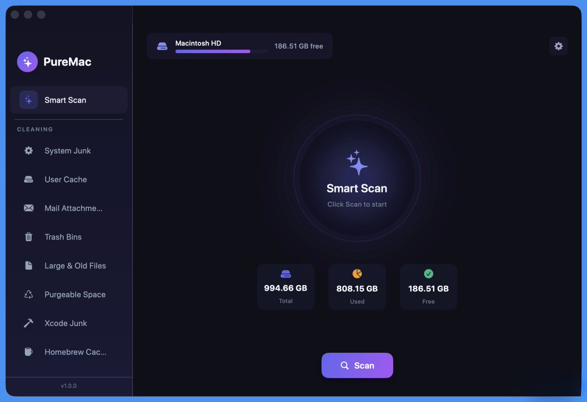 RocM301's tweet image. PureMac：一款免费开源的 CleanMyMac 平替

大多数 Mac 清理应用每年收费约 30–50 美元，还会收集使用数据，并频繁弹出升级付费提示。PureMac 提供相同功能却完全免费、全程离线运行，而且源代码公开，可自行审计。
• 100% 免费 —— 无试用版、无高级订阅、无会员收费
• 100% 隐私 ——