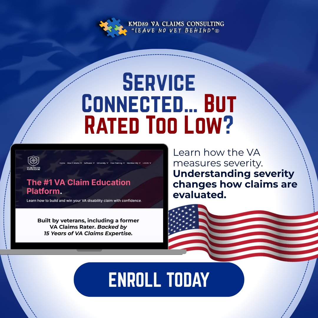 Learning how the VA measures severity helps veterans understand what evidence matters and how conditions are evaluated.

➡️ Enroll to the Veteran Benefits Navigator Software and University: vabenefitsnavigator.com

#vadisability #veteransupport #vaclaimhelp #veteran #military