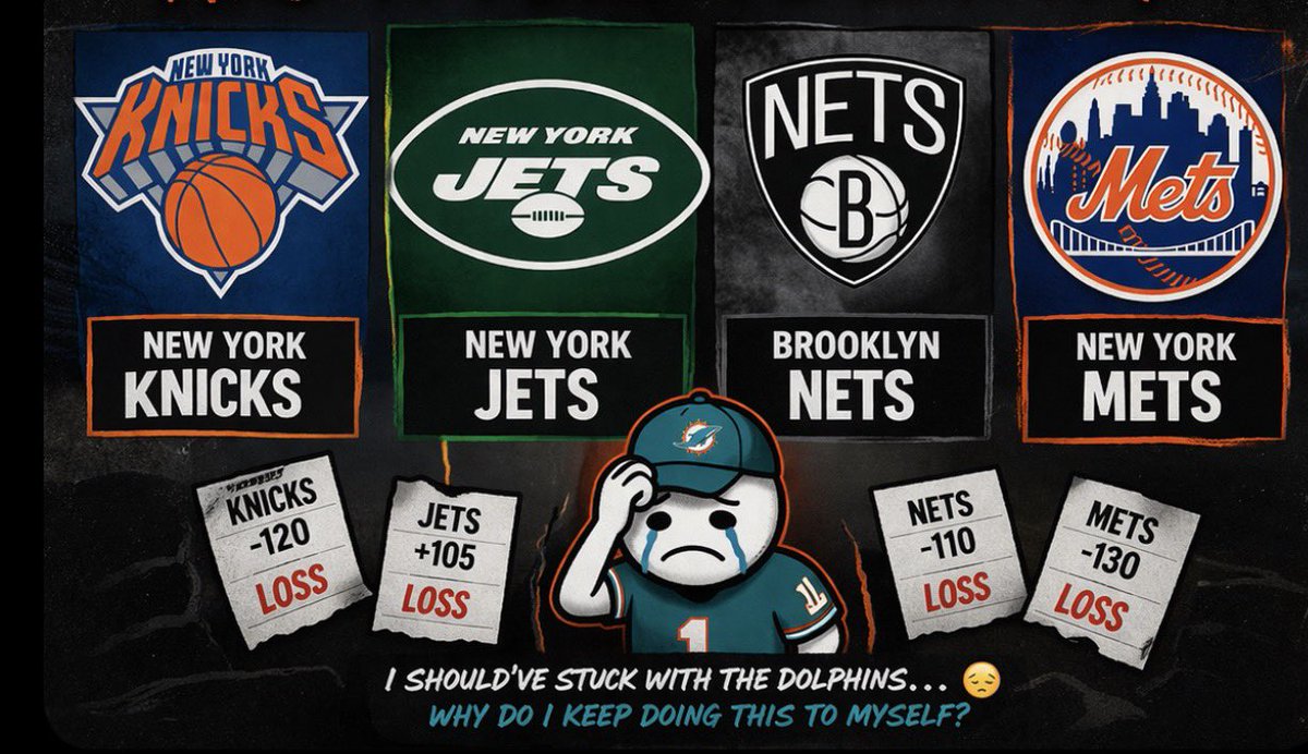 Atmkev4's tweet photo. I've been betting on the #Mets latley on #hardrock @HardRockBet 

And...

As a #dolphin fan I should've known not to bet on anything that sounds like New York
#Jets, #Nets, #Mets... it's ALL the same smh 🤦 

They all 🗑️ https://t.co/q5a64sDL36