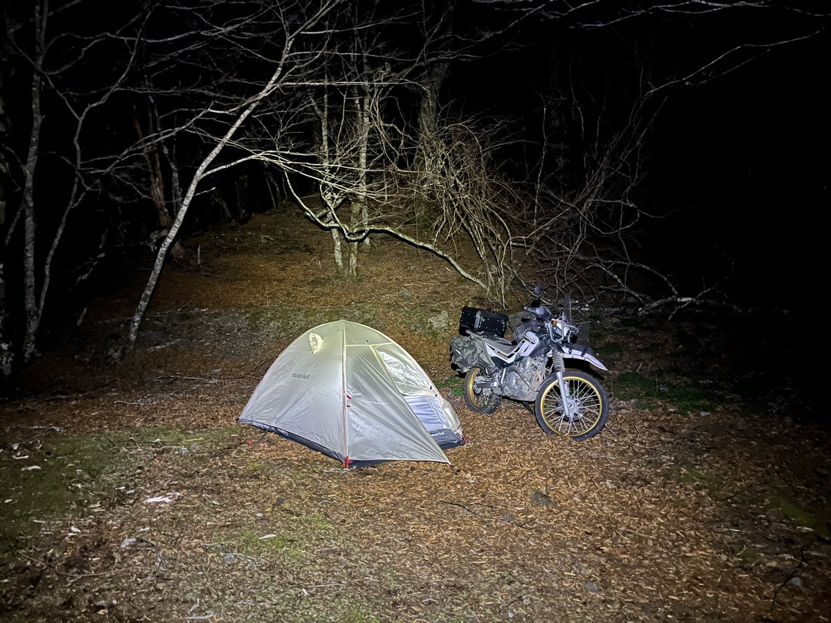 ii_iron's tweet photo. 昨日は急遽予定を変更して剣山スーパー林道夜間ツーリングになりました。ギリ電波がある空き地でテント張ったけどスターリンクが待ち遠しいね。岩倉分岐以西はジムニーでも無理な感じなんでこれから行く人は気をつけてください。あと山の家のトイレが綺麗になってて助かる https://t.co/JMICLAs3Wx