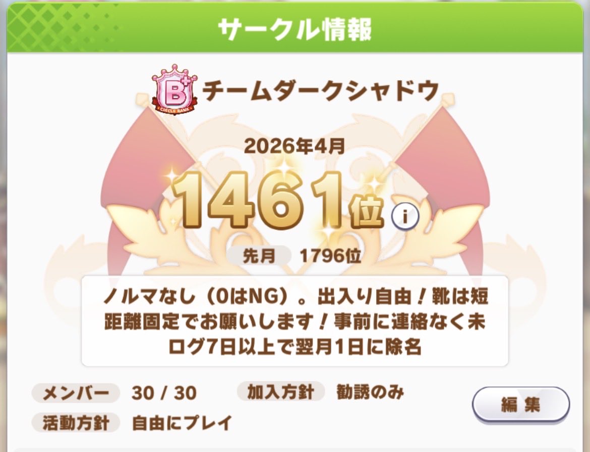 team_darkshadow's tweet photo. 和気あいあい（無言でもOK！）のB+ランク靴交換サークルです！外部ツールはありません。
来月から加入できる方を募集します！
DMかリプにてご連絡ください🙇‍♂️
どなたでもお気軽にどうぞ！😊
ID：917854026
#ウマ娘
#ウマ娘サークル
#ウマ娘サークル募集
#ウマ娘サークルメンバー募集 https://t.co/nKJrls75X4