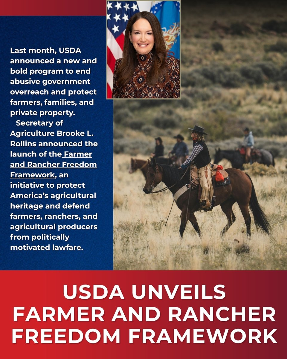 ASL_Liberty's tweet image. Last month, USDA announced a new and bold program to end abusive government overreach and protect farmers, families, and private property.

Learn more here: americanstewards.us/usda-announces… 

#LibertyMatters #USDA #Farmers #Privateproperty #Ranchers @SecRollins