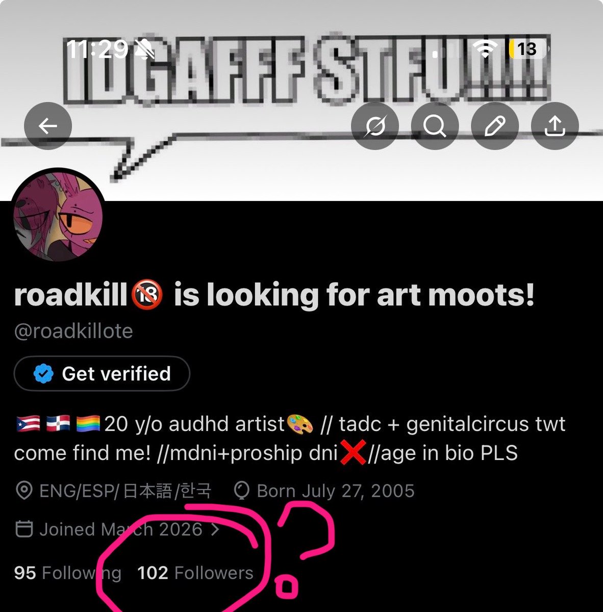roadkill🔞 is looking for art moots! tweet media