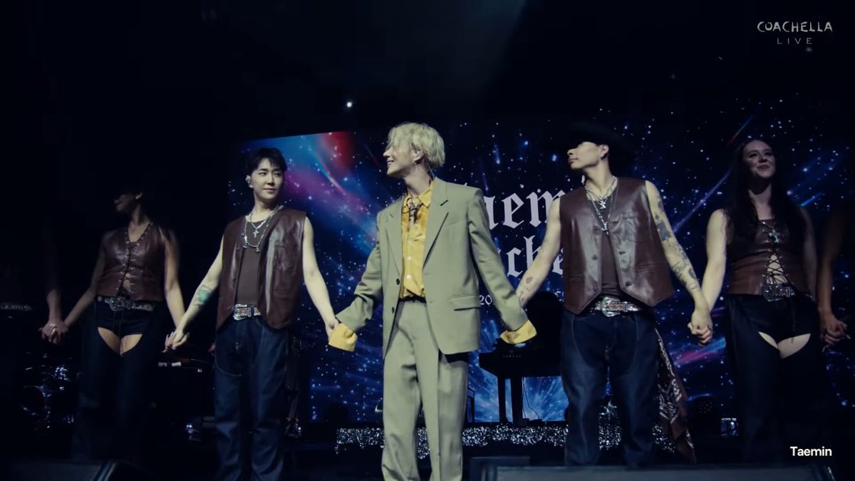Shuri and Kasper with Taemin 🥺 Shuri was one of the SHINee kids back in 2017 and Kasper has worked with Taemin for so long, I’m glad they got to share the Coachella stage