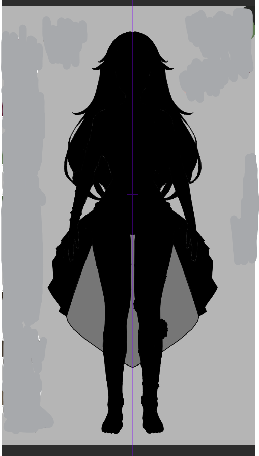This is the WIP of my new Vtuber silhouette so far! She doesn't have her cat ears yet haha~