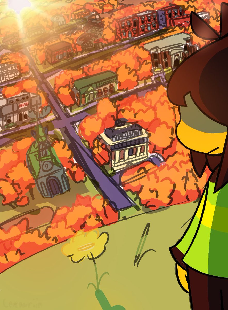 leafyautumna's tweet photo. bit old artpiece/sketch of hometown
#DELTARUNE #deltarunefanart https://t.co/FUu6I3xDBx
