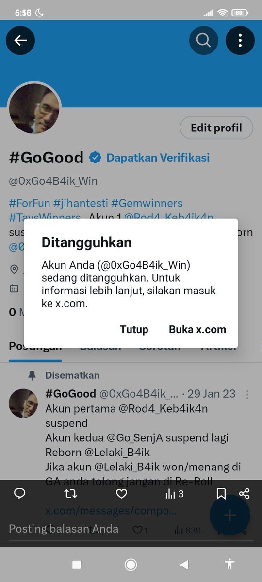 0xCowokJaim's tweet photo. Main Account @0xGo4B4ik_Win suspend at 09 Sept 2023

Reborn: @CwkPendiem suspend at 20 Nov 2025

Reborn: @07_cowok59327 suspend at 17 Jan 2026

Reborn: @0xcwkPendiam  suspend at 11 April 2026

On 12 April 2026
Reborn again :  @0xCowokJaim

"Sang Warrior tidak pernah menyerah" https://t.co/YgHi5hZAiK