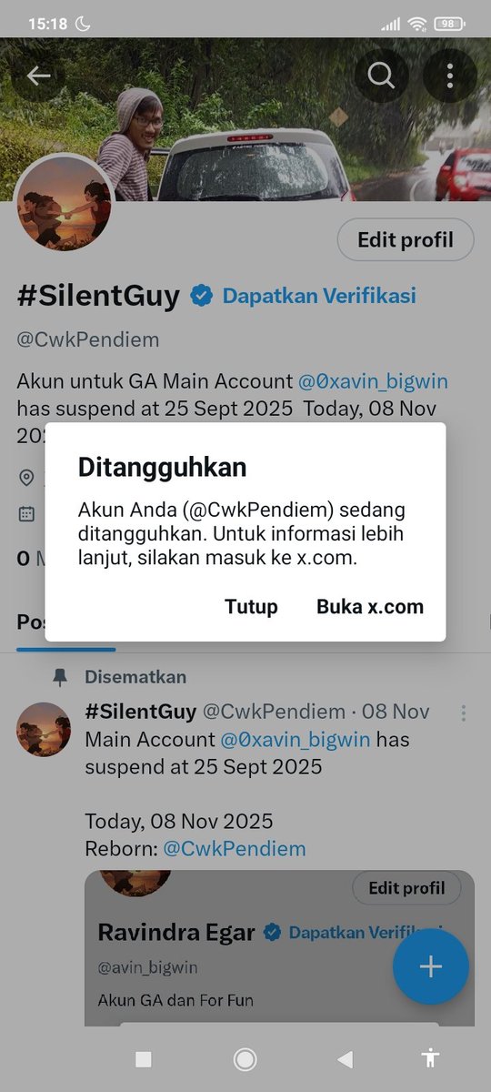 0xCowokJaim's tweet photo. Main Account @0xGo4B4ik_Win suspend at 09 Sept 2023

Reborn: @CwkPendiem suspend at 20 Nov 2025

Reborn: @07_cowok59327 suspend at 17 Jan 2026

Reborn: @0xcwkPendiam  suspend at 11 April 2026

On 12 April 2026
Reborn again :  @0xCowokJaim

"Sang Warrior tidak pernah menyerah" https://t.co/YgHi5hZAiK