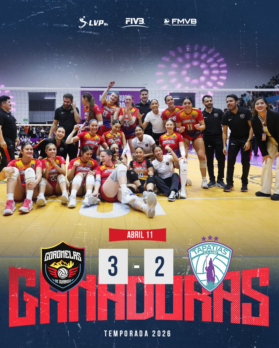 CoronelasDgo's tweet photo. ¡GOLPE DE AUTORIDAD EN TIERRAS AJENAS! 🏐👑🔥

¡Se logró! cerrando 15-6 el 5to SET en un partido no apto para cardíacos, Las Coronelas demuestran su verdadera casta y conquistan el quinto set para llevarse la victoria como visitantes. 

#LVP #Coronelas #Finales https://t.co/30tOBgk9RK
