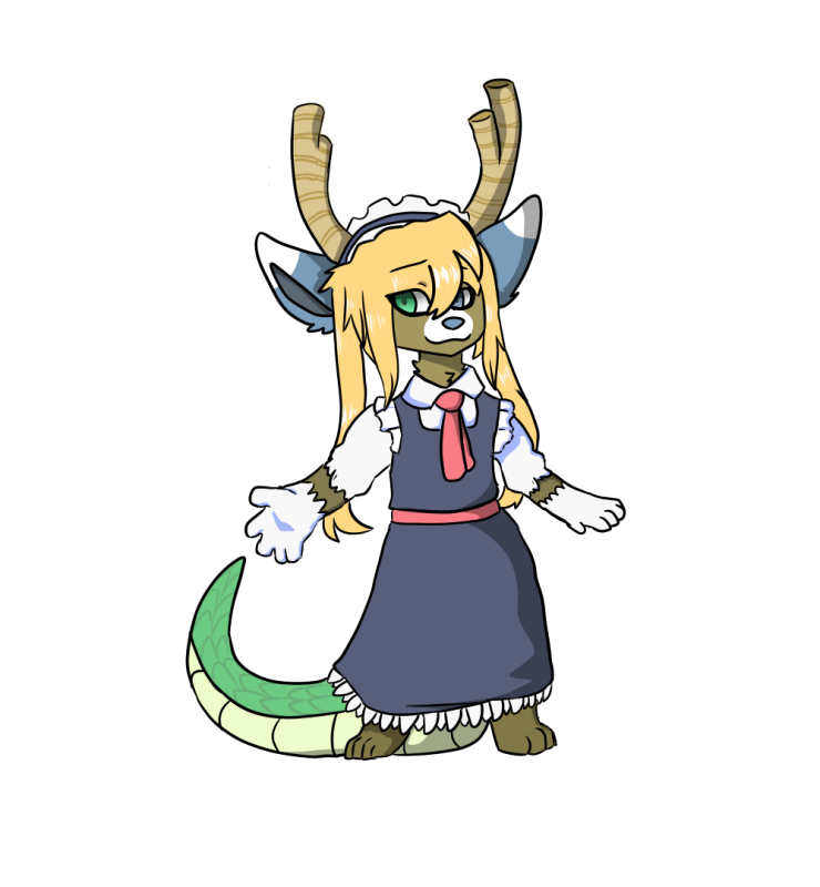 redrew some art from 2018! this was my fursona at the time, doing a Tohru cosplay :D

#furry