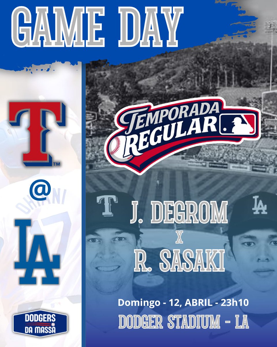 dodgersdamassa's tweet photo. 🗓️ 12/04
🕔 17h10
🏟️ Dodger Stadium
⚔️ Texas Rangers
⚾ Roki Sasaki (RHP) - LAD
⚾ Jacob deGrom (RHP) - TEX
#Dodgers
#MLBnaESPN https://t.co/71LY72udeT
