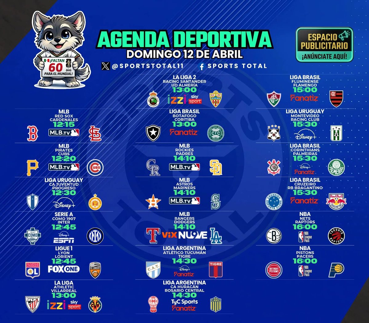 SportsTOTAL11's tweet photo. 🚨🔥 Se Viene Un #DomingoFutbolero Con Mucha Acción https://t.co/4PkRA8cL1m