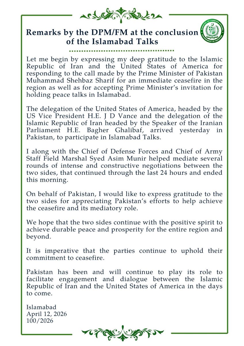 Ministry of Foreign Affairs - Pakistan tweet media