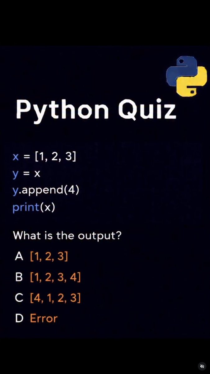 Python_Dv's tweet image. Drop your answer in the comments. 👇�
Think you’ve mastered Python? Prove it. 🐍�Can you predict the output?
Tag a friend who should try this.�Save it. Test them later.

#pythonquiz #python #coding #programming #pythonchallenge