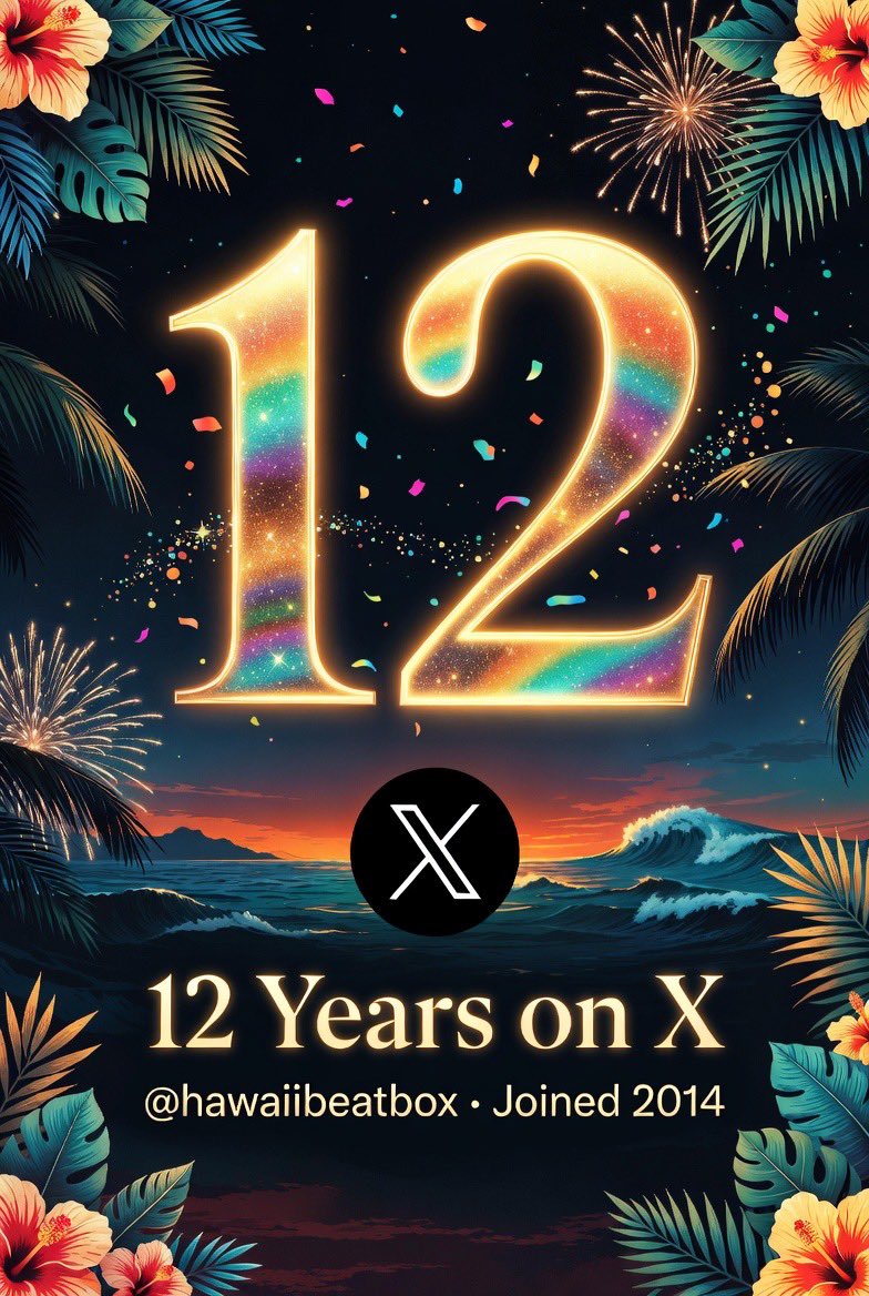 hawaiibeatbox's tweet image. Do you remember when you joined 𝕏 (formerly known as Twitter)? I do. Here’s my #XAnniversary (formerly known as #Twitterversary) in 2026! Time flies!