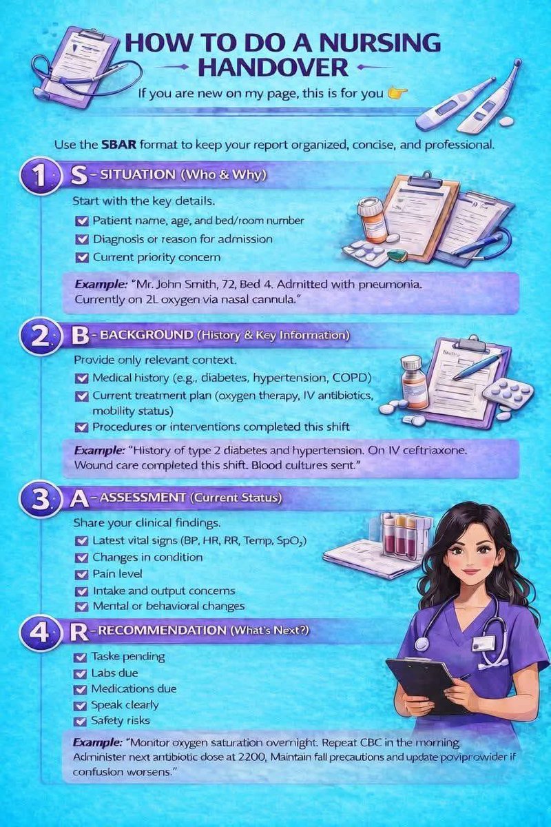 SAoo00oo's tweet photo. Nursing Handover ?             
وش هو تسليم الشفت بالتمريض !؟ 
وماهي الطريقه الصحيحه كيف تستلم المريض من زميلك ؟ 
أو العكس 
لتسليم مريض للمرض ؟ 
📍📍📍 https://t.co/GusOoqaTyL