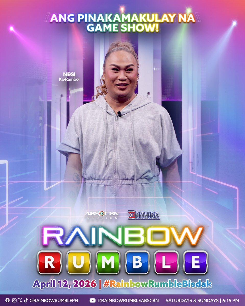 RainbowRumblePH's tweet photo. Handa na para sa makulay na gabi ang ating Ka-Rambol, Negi! #RainbowRumbleBisdak 🌈💪🏻

Abangan ang #RainbowRumble ngayong Linggo, 6:15PM sa ABS-CBN sa ALLTV2, Kapamilya Channel, Kapamilya Online Live, at A2Z. Mapapanood din sa iWant at TFC. https://t.co/lwdm6XmMLY