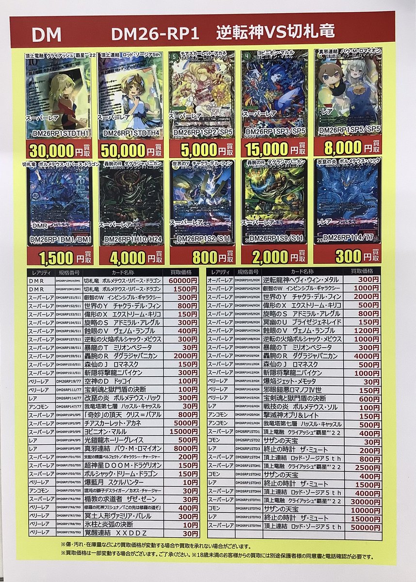 デュエルマスターズ 逆転神vs切札竜 買取価格更新いたしました