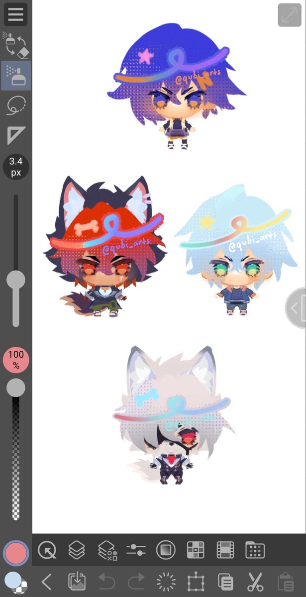 qubi_arts's tweet photo. Been experimenting with chibis💖thinking of calling this style ✨"chibi pop"✨ 
#zzzero #zzz #zenlesszone #komanomanato #lycaon #wise #belle https://t.co/OxwsIdbGsU