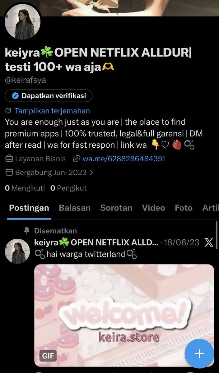 keiyra☘️OPEN NETFLIX ALLDUR| testi 100+ wa aja🫶 tweet media